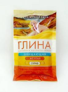 Глина косметическая желтая очищающая с абрикосовыми косточками 60 г